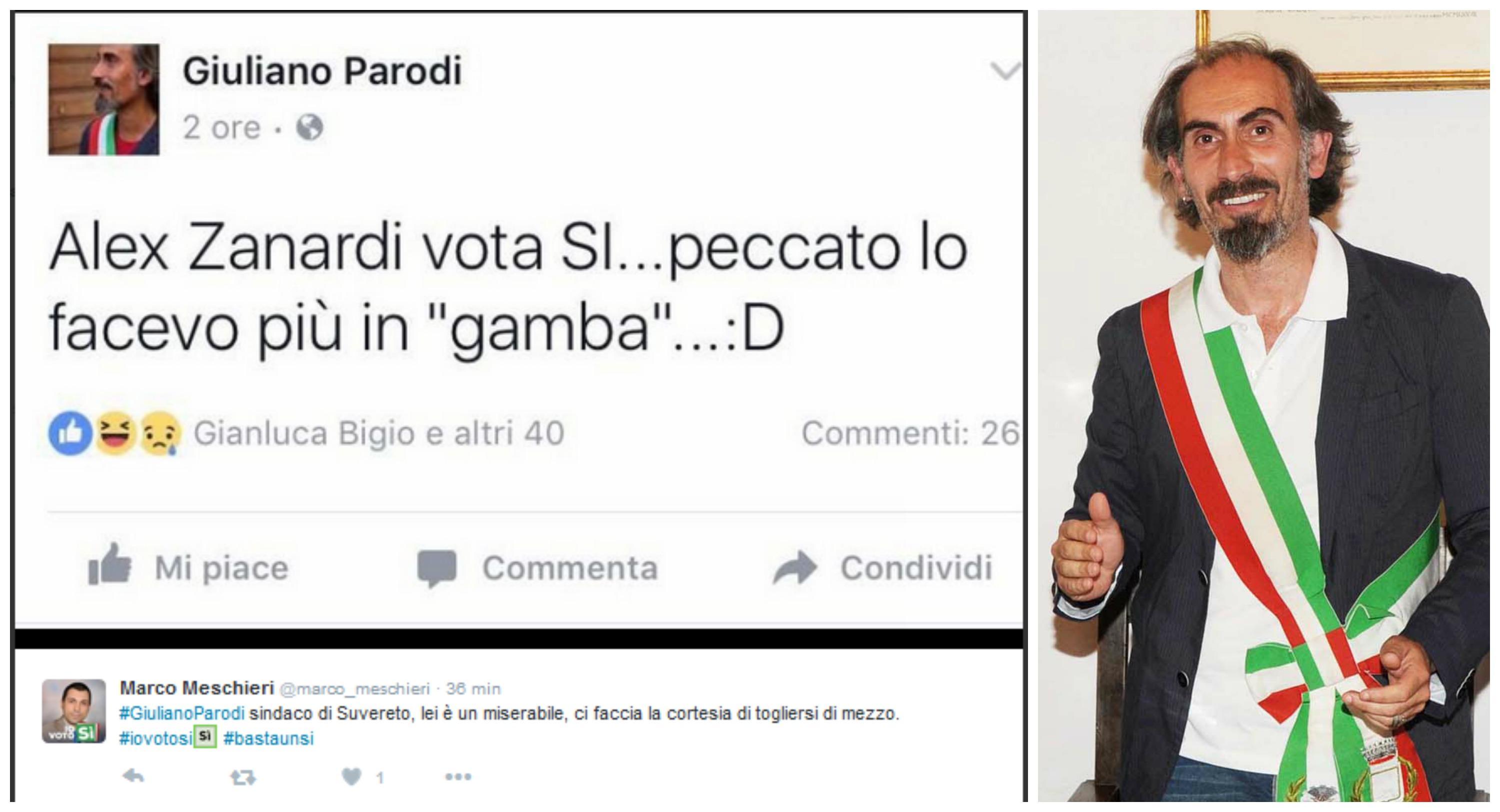 Il sindaco Giuliano Parodi e il suo post su Facebook