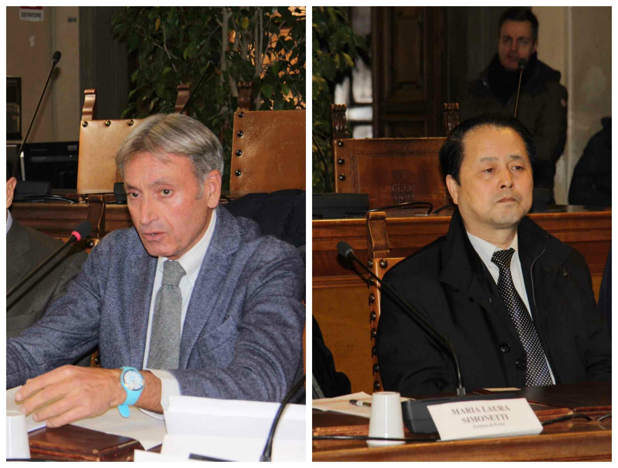 Il procuratore capo Giuseppe Nicolosi e il console cinese Wang Fuguo