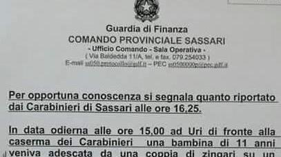 La nota della Guardia di finanza