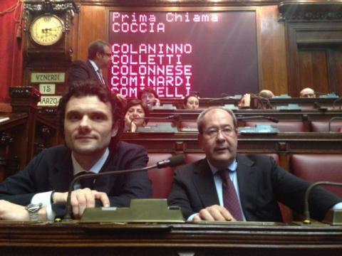 16 marzo 2013: la prima giornata di Matteo Biffoni alla Camera con Antonello Giacomelli