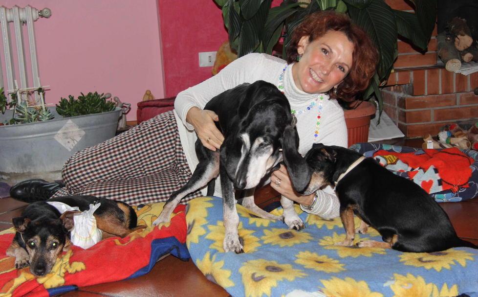 La psicoterapeuta Diana Salvadori coi suoi tre cani