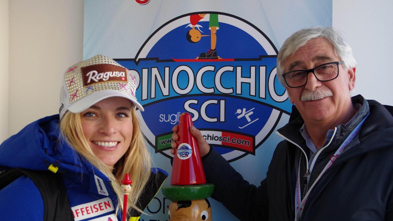 La campionessa del mondo di sci Lara Gut con Franco Giachini