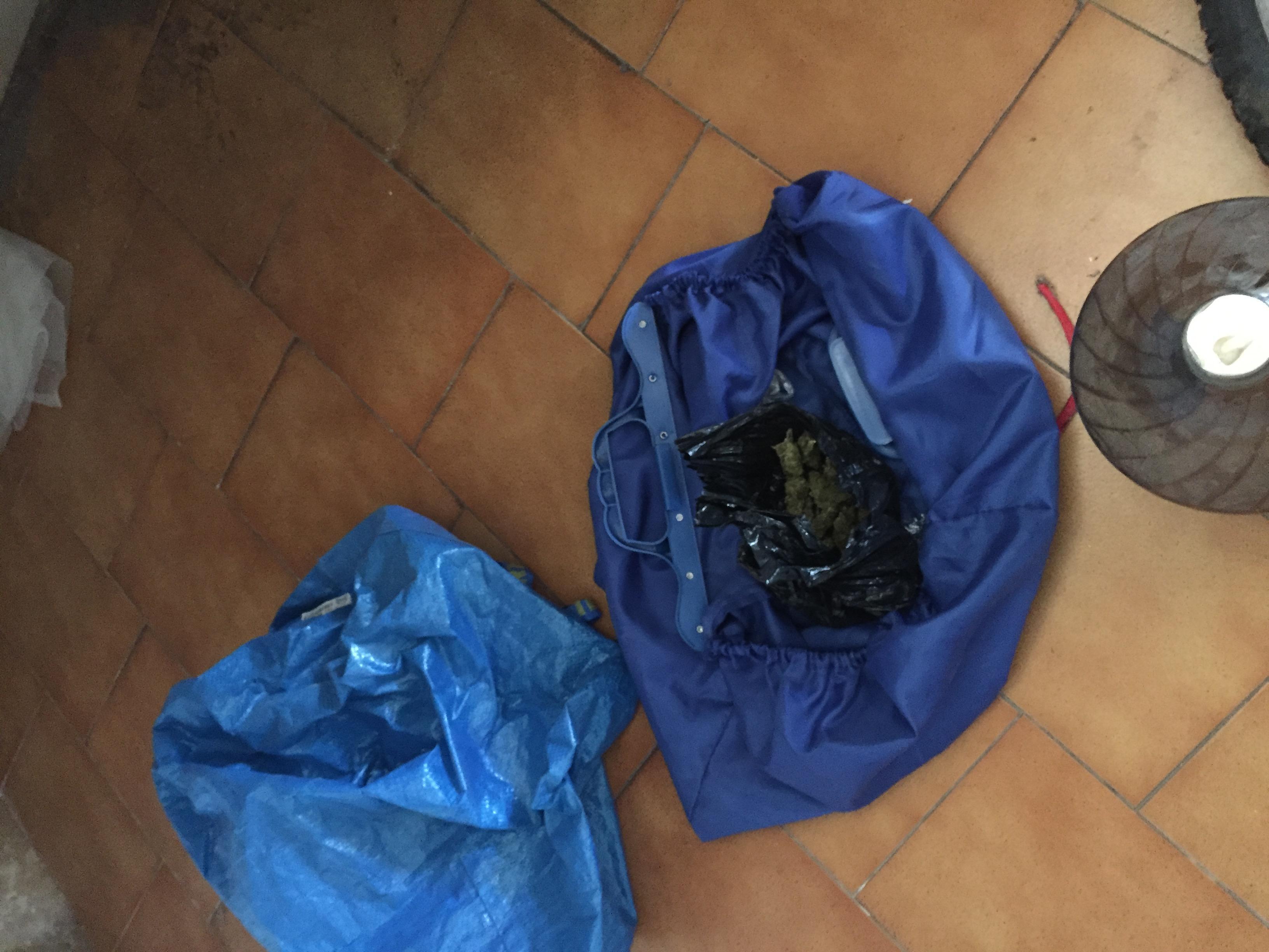 La confezione di marijuana trovata nel sottoscala di un condominio a Cisanello