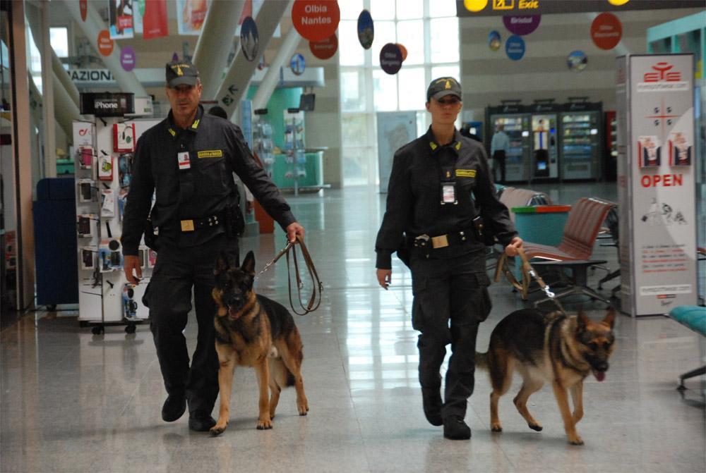 Due unità cinofile della Guardia di Finanza di Olbia