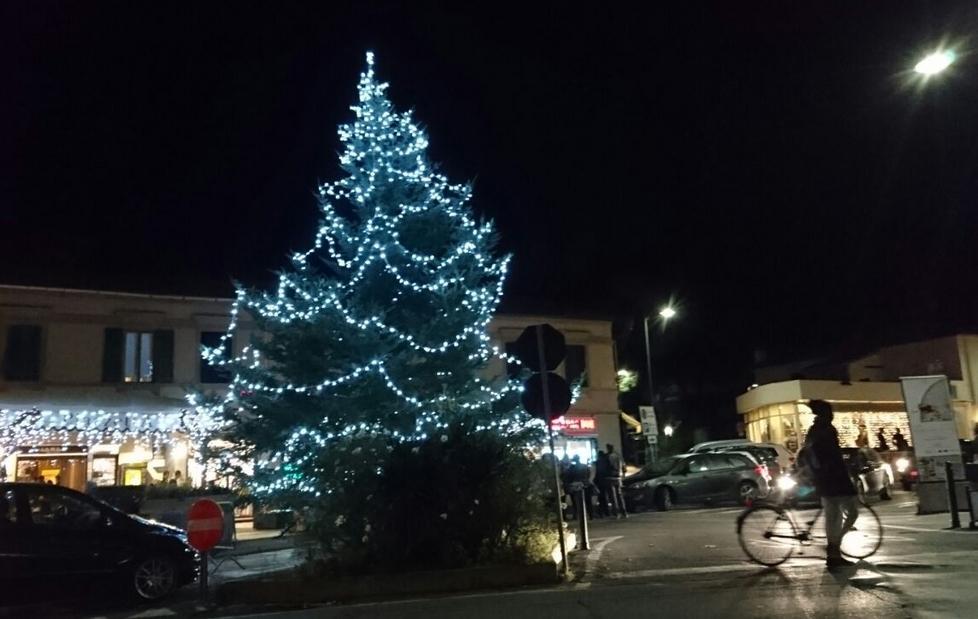Acceso il grande albero in piazza 