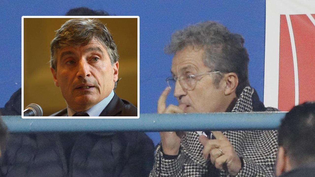 Giuseppe Corrado all'Arena e nel riquadro a sinistra Fabio Petroni