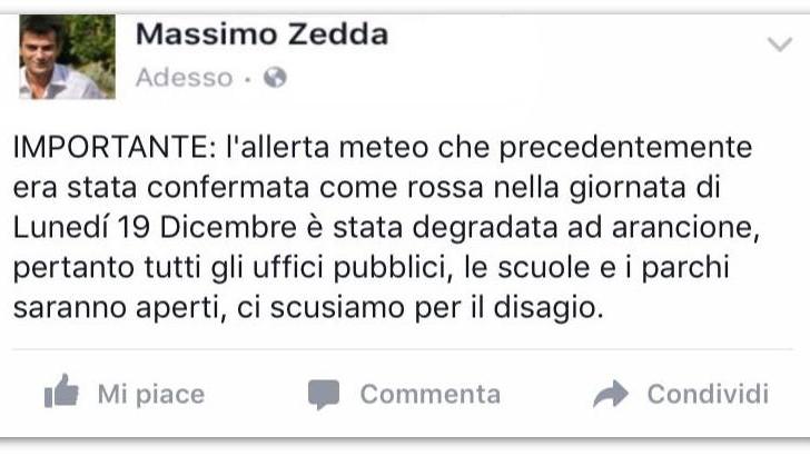 Cagliari, un falso Massimo Zedda annuncia su Facebook che l'allerta meteo è rientrata