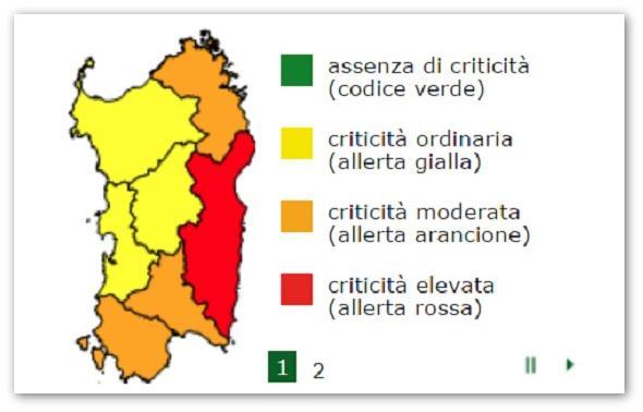 Maltempo, ancora allerta rosso in Ogliastra. Cagliari declassato ad arancione