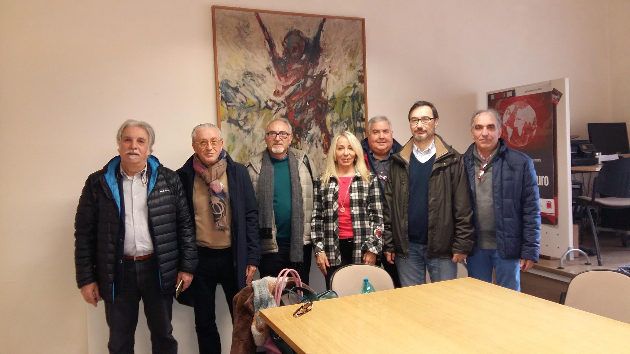 I delegati di Cgil, Cisl e Uil in conferenza stampa