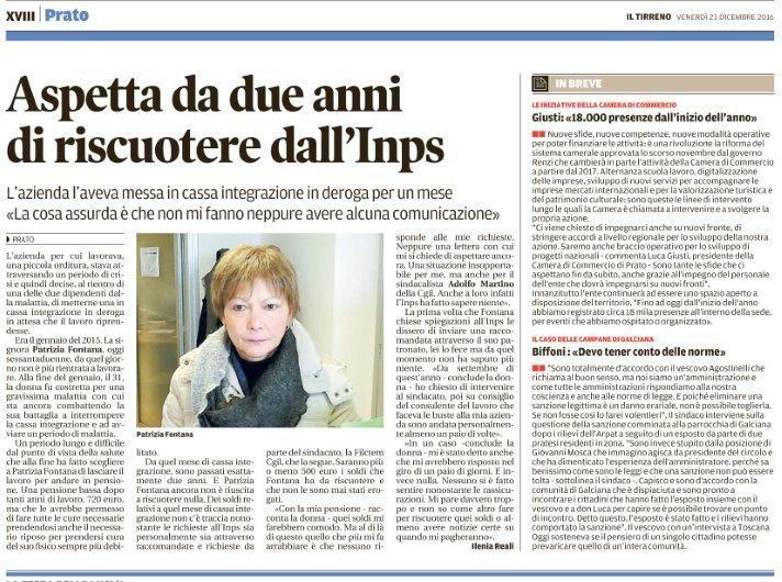 L'articolo pubblicato dal Tirreno il 23 dicembre 2016