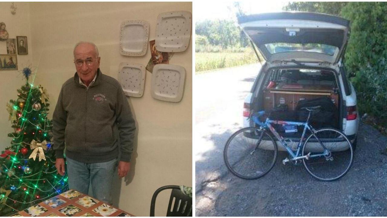 Angiolo Pieracci e la bici sul luogo dell'incidente