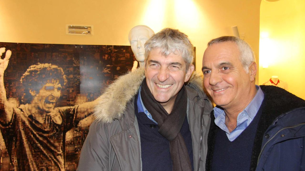 Paolo Rossi insieme a Giorgio Panariello alla mostra sul Mundial (foto Batavia)