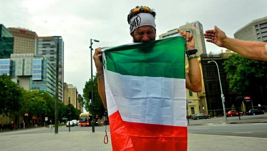 L'arrivo di Evangelisti ad Adelaide (foto di Ricky Monti)