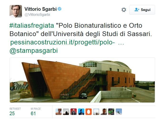 Il post di Vittorio Sgarbi su Twitter