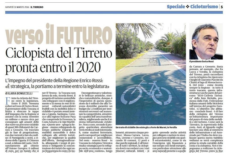 Ciclopista tirrenica, servono 6 milioni di euro 