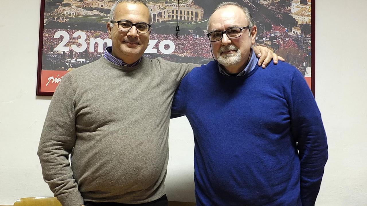 A sinistra Gianfranco Francese con il nuovo segretario provinciale Cgil, Antonio Ledda