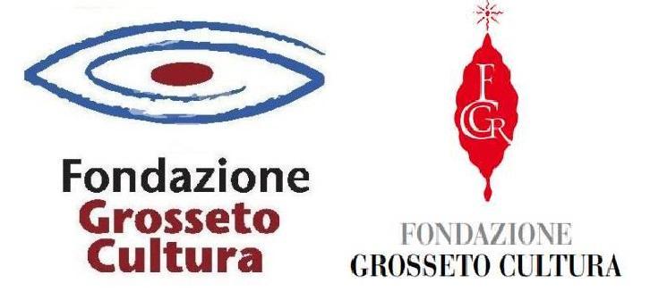 A sinistra il logo storico di Fondazione Grosseto cultura, disegnato dallo studente Yuri Bianchi nel 2009. A destra il nuovo logo disegnato dal presidente di Fondazione Francesco Mori