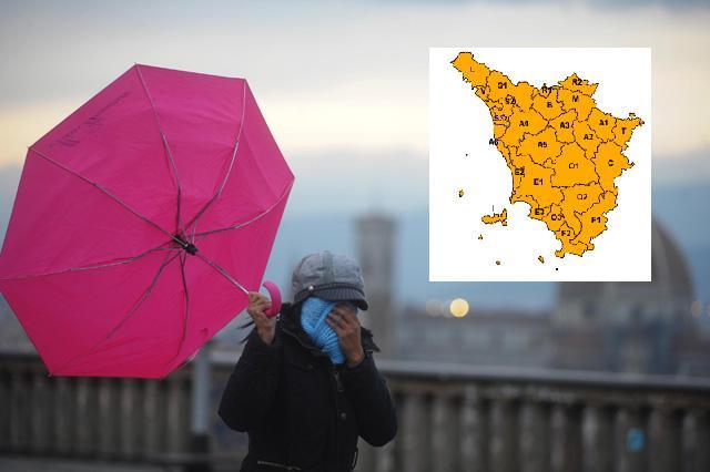 L'allerta arancione prevista dalla Regione Toscana