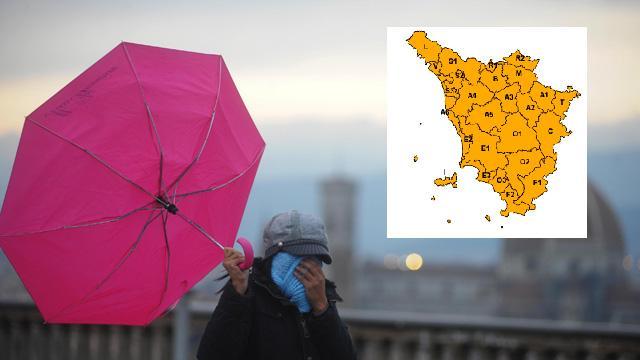 L'allerta arancione prevista dalla Regione Toscana