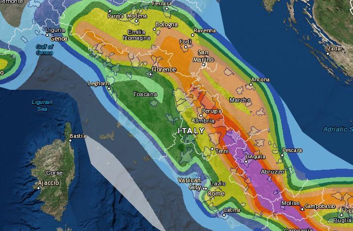 La pericolosità sismica in Italia - La mappa 