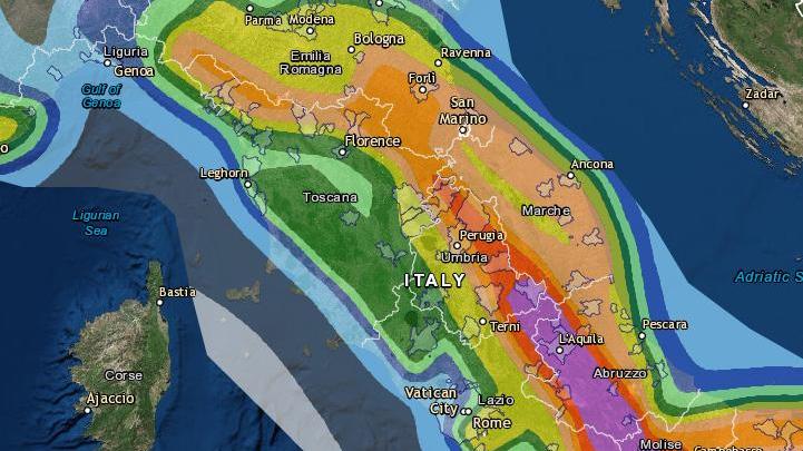 La pericolosità sismica in Italia - La mappa