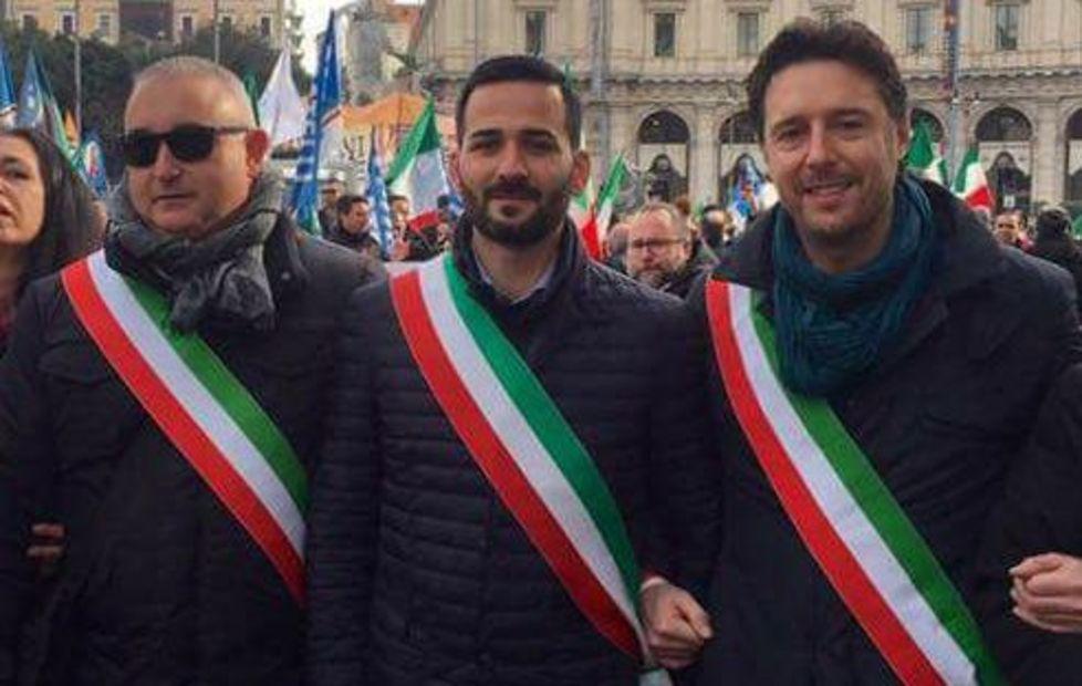 Da sinistra Diego Cinelli, Luca Minucci, Fabrizio Rossi alla manifestazione Italia sovrana