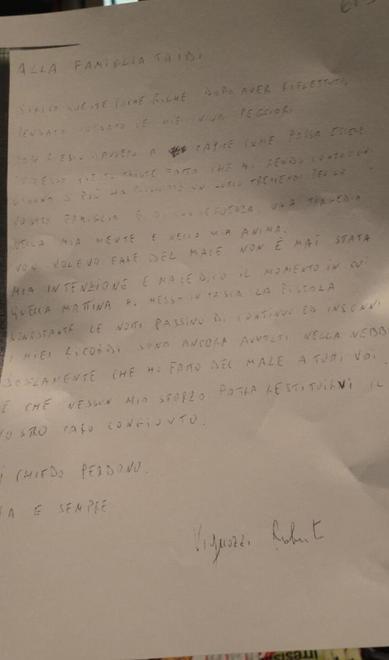 La lettera dal carcere del killer di Taibi 