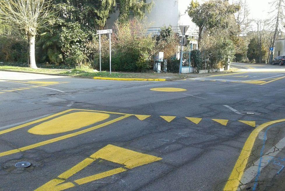 Tracciati in giallo i contorni della nuova rotatoria a Pieve 