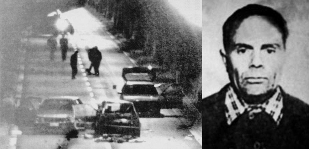 Il luogo del conflitto a fuoco in cui perse la vita l'ispettore Donatoni. A destra, Attilio Cubeddu