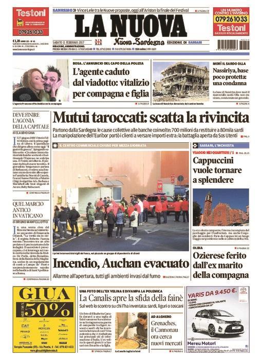 La Nuova Sardegna - Prima Pagina - 11 febbraio 2017