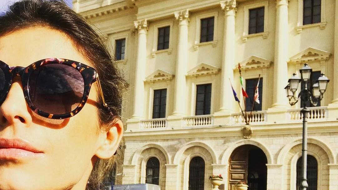 Elisabetta Canalis in piazza d'Italia (foto Instagram)