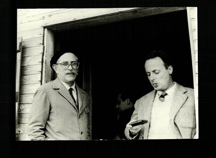 Giorgio Bassani con il regista e amico Mario Soldati nella copertina del libro di Migliorati
