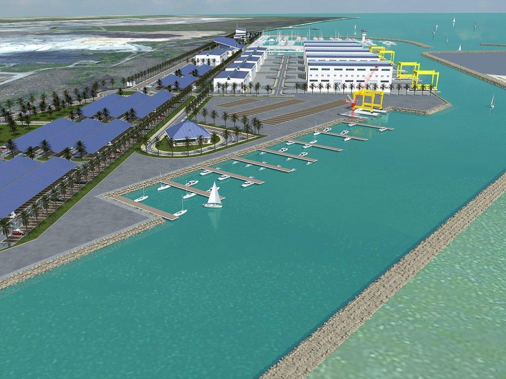 Un rendering del nuovo porto turistico alla Chiusa di Pontedoro