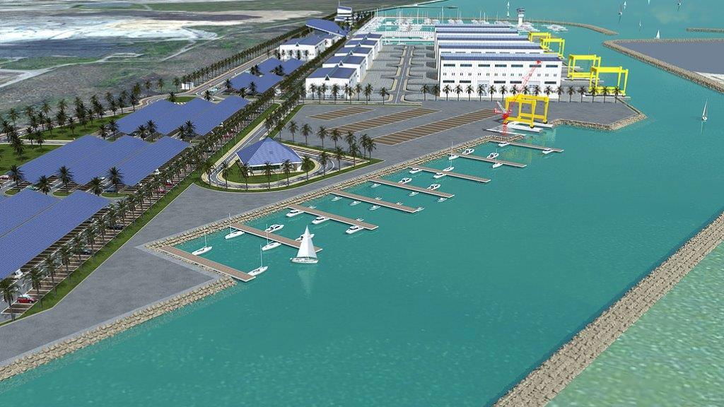 Un rendering del nuovo porto turistico alla Chiusa di Pontedoro