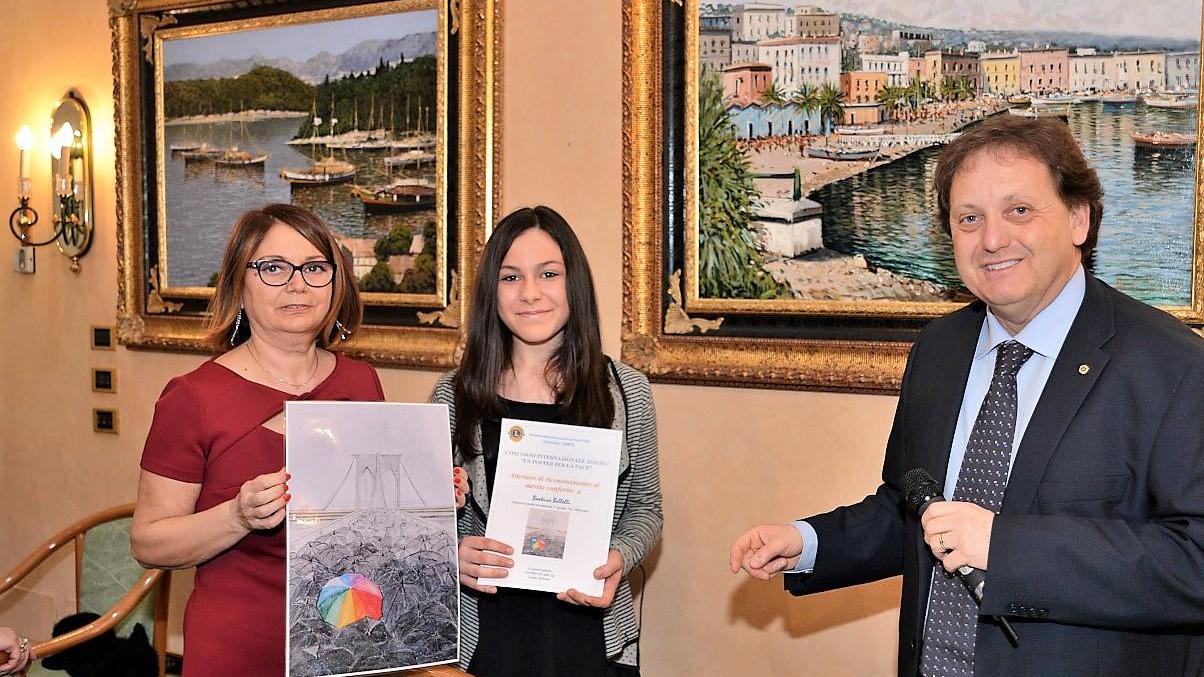 Il disegno di Beatrice Bellelli premiato dal Lions Club
