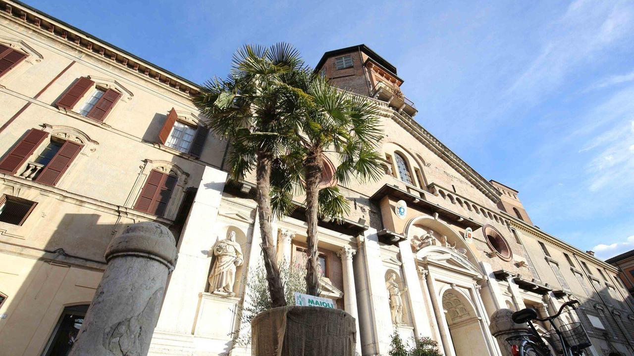 Reggio Emilia, davanti al Duomo le palme per coprire le buche sul sagrato