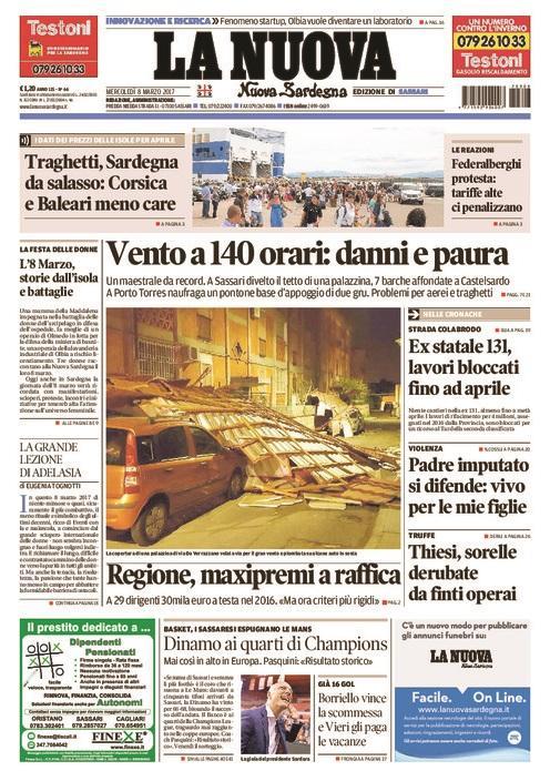 La prima pagina dell'8 marzo 2017