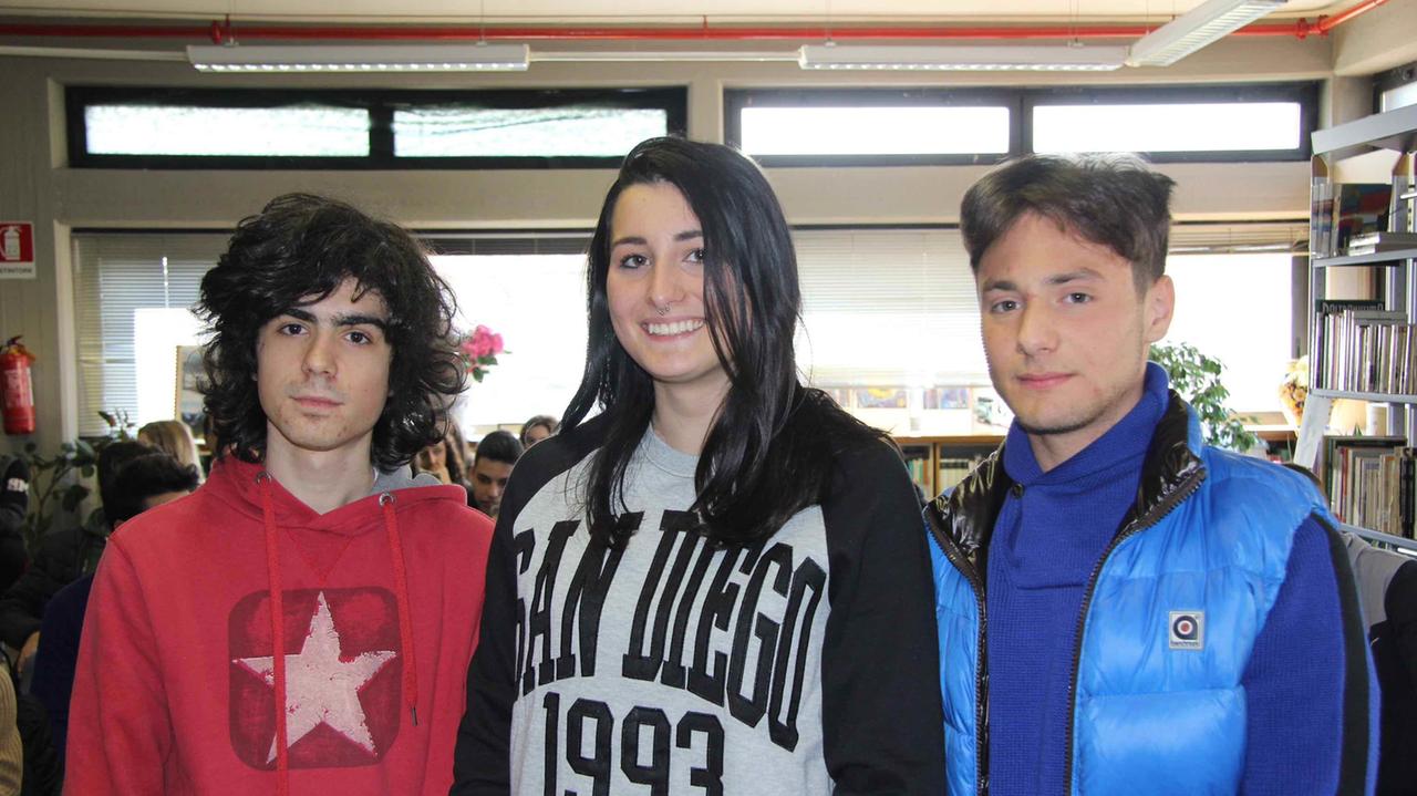 Gli studenti Francesco Crucioli, Sara Zampini e Marco Leporatti