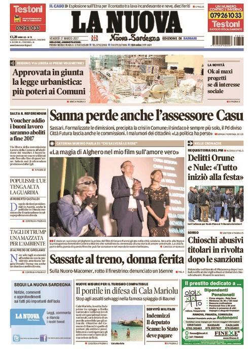 La prima pagina del 17 marzo 2017