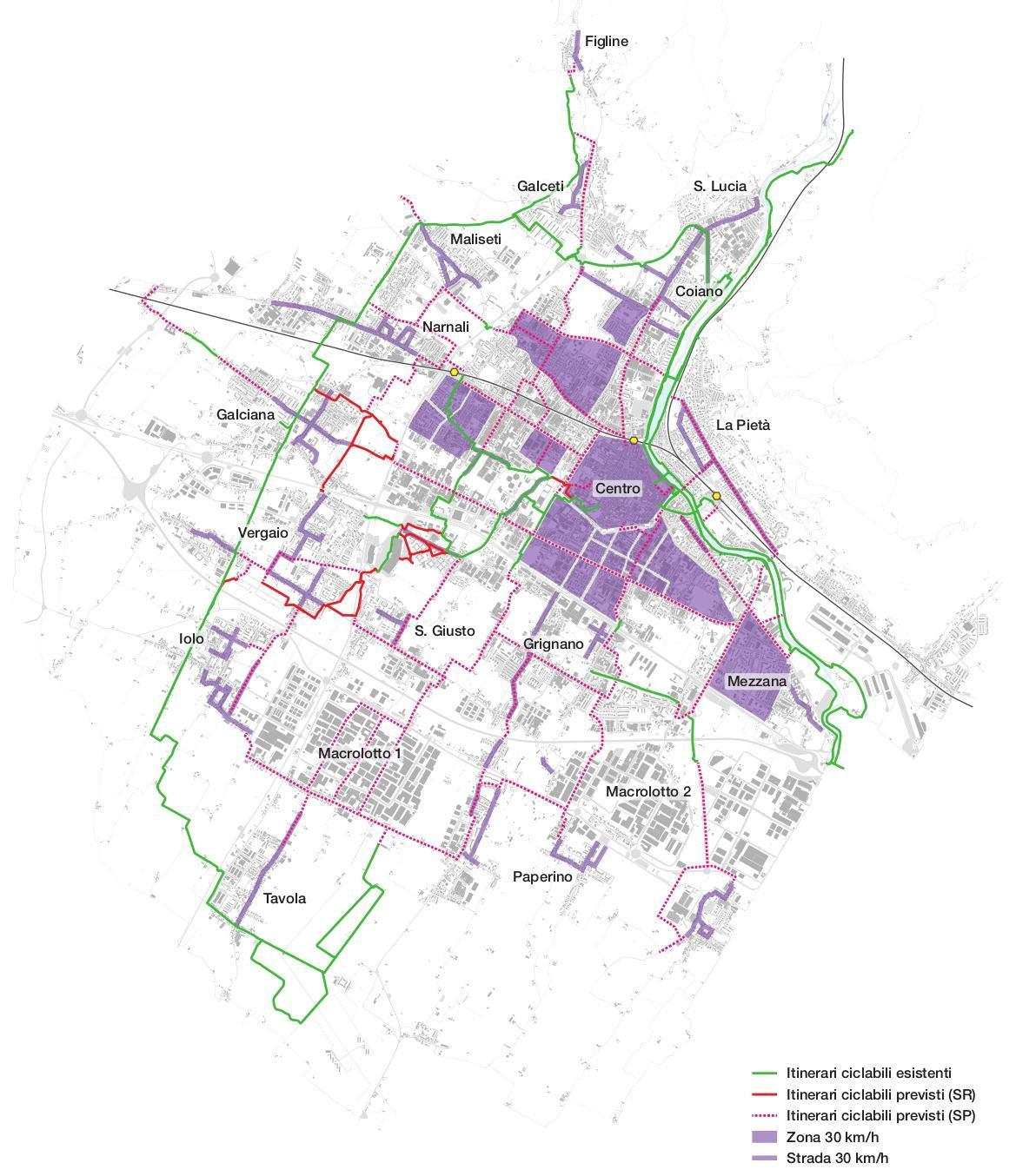 La rete della piste ciclabili da utilizzare per spostamenti quotidiani