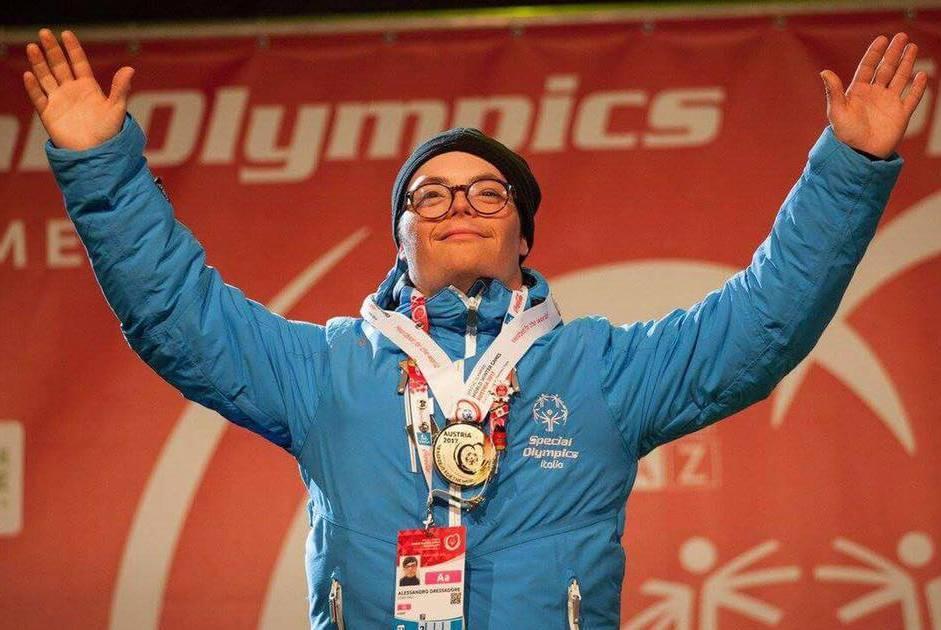 Alessandro Dressadore sul podio di Schladming, in Austria