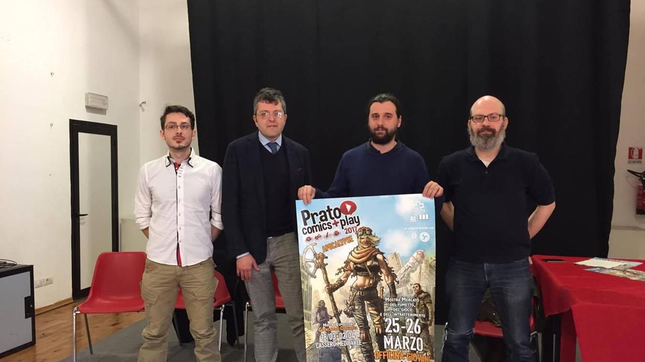 Da sinistra: Mario Zeoli, l'assessore Simone Mangani, Riccardo Taurisano e Maurizio Toccafondi