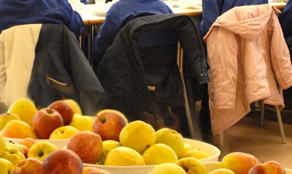 Frutta fresca servita in una mensa scolastica (foto d'archivio)