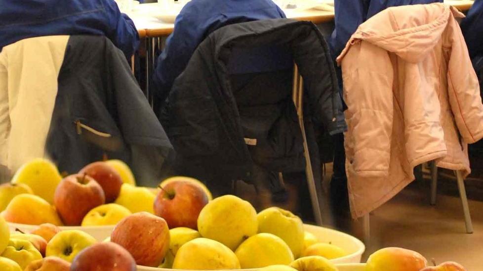 Frutta fresca servita in una mensa scolastica (foto d'archivio)