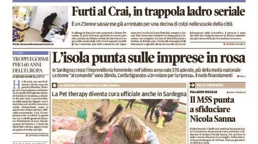 La Nuova Sardegna - Prima Pagina - 25 marzo 2017