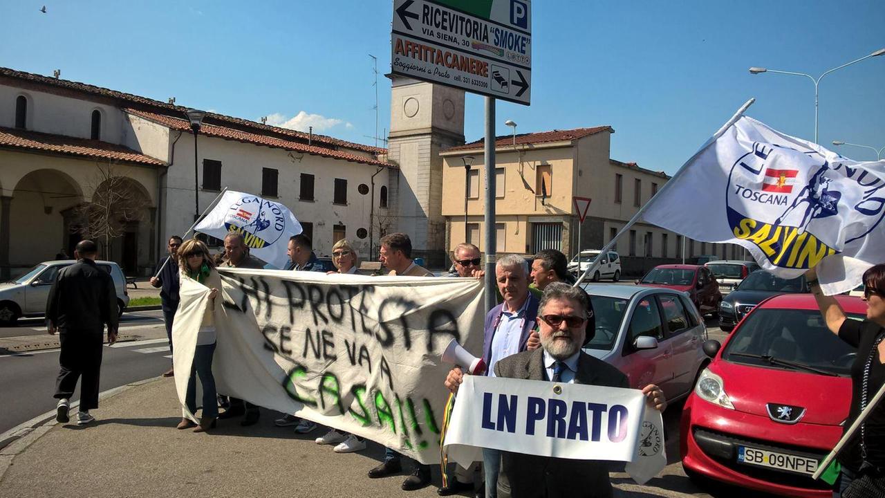La protesta della Lega Nord in via Roma