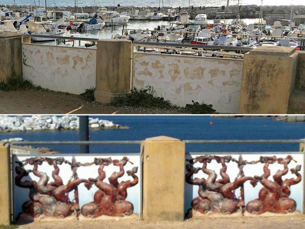 Al moletto di Ardenza cancellati anche i delfini di cartone 