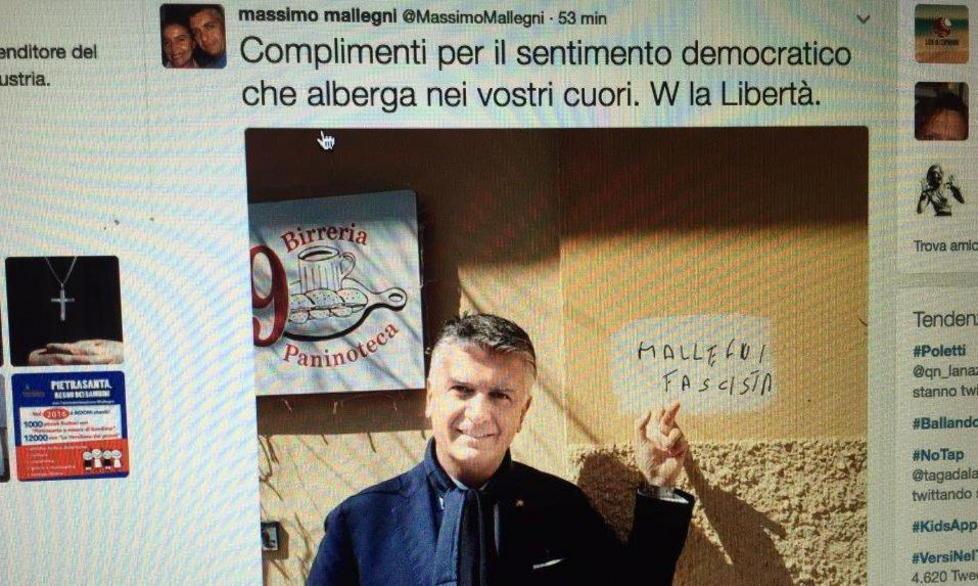 Mallegni pubblica la scritta contro di lui