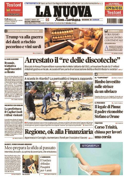 La prima pagina del 31 marzo 2017
