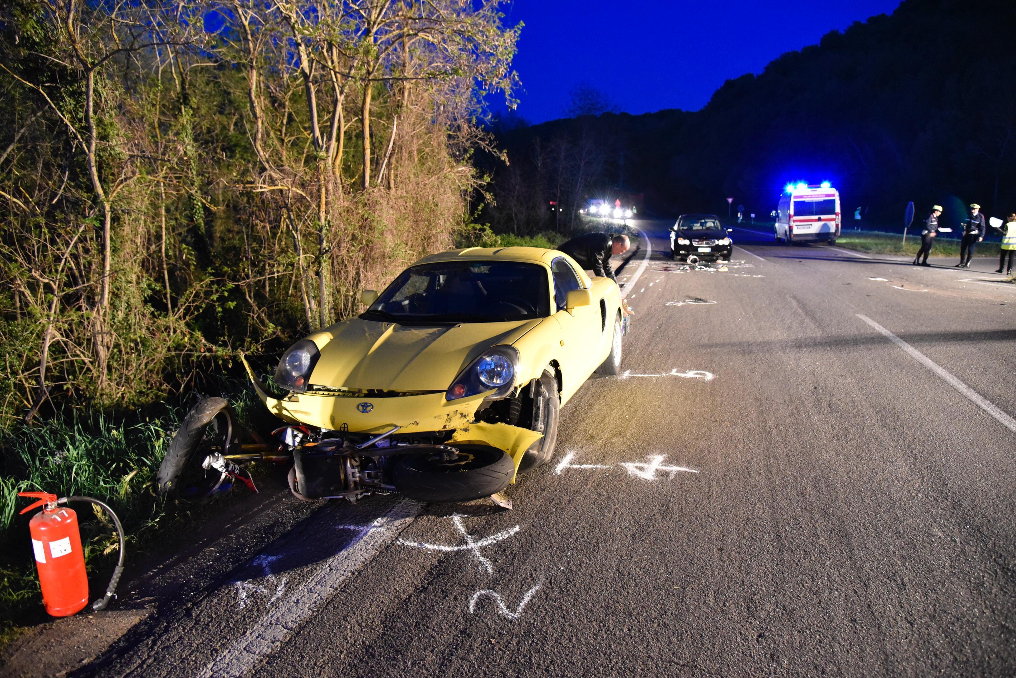 Il punto dell'incidente a Istia (foto agenzia Bf)